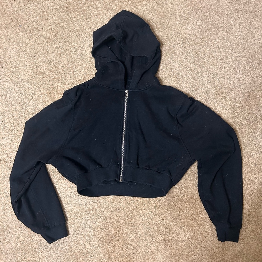 ALO Yoga Black Cropped Hoodie